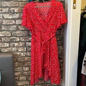 Red wrap style sundress